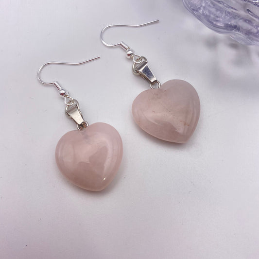 Rose Quartz Pendant Heart Earrings