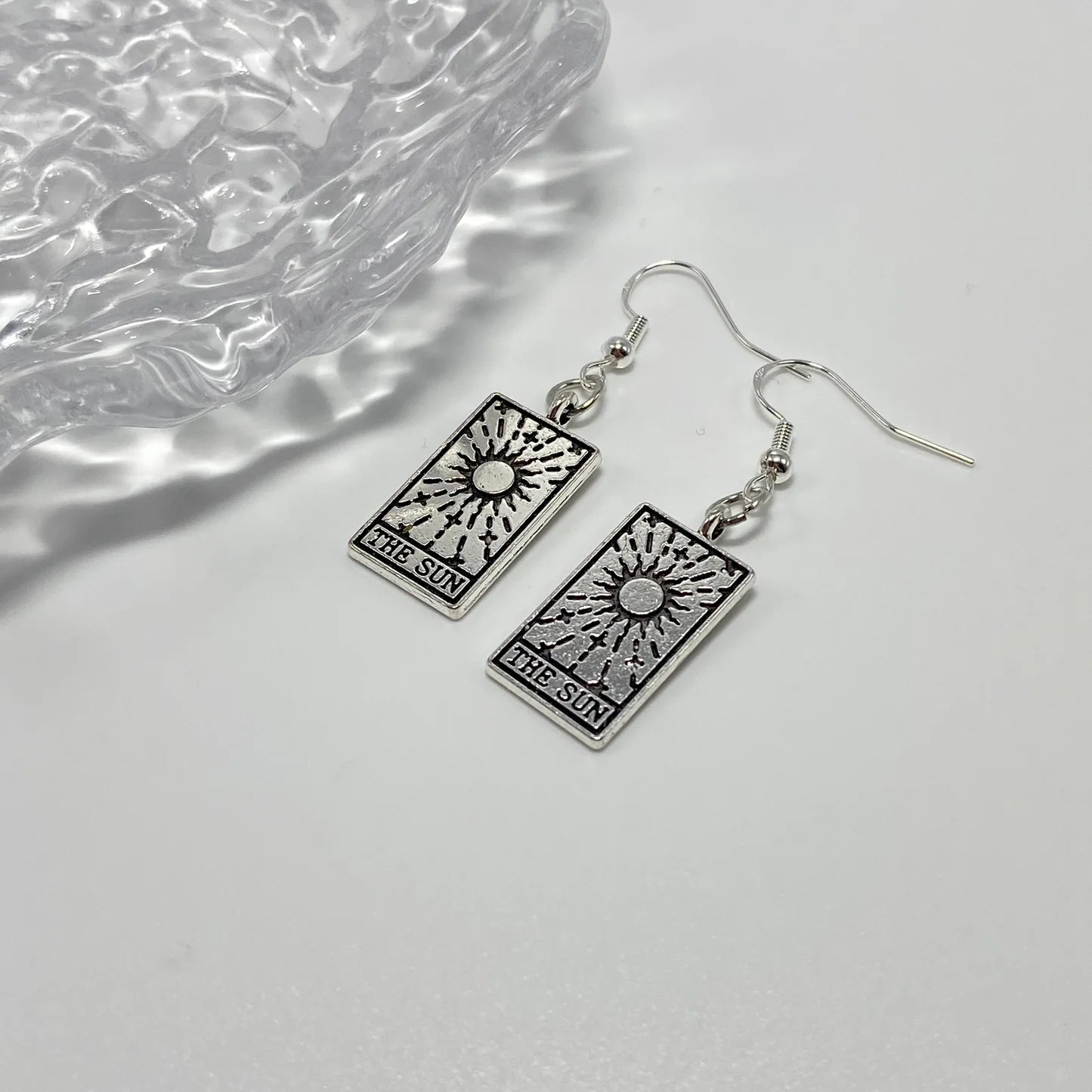 Silver Tarot Card Earrings