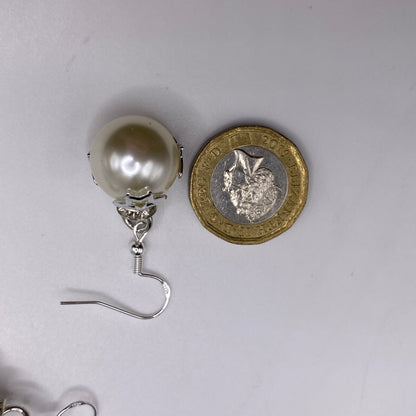 White Bauble Earrings