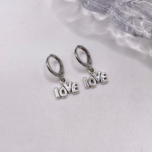 ‘Love’ Slogan Huggie Hoop Earrings
