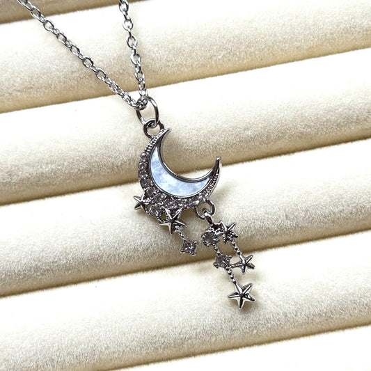 Dangly White Moon Necklace