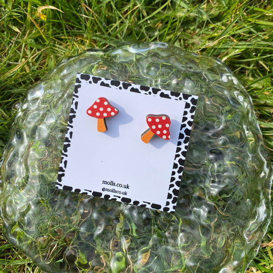 Colourful Mushroom Stud Earrings