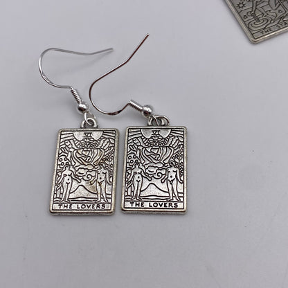 Silver Image Tarot Card Earrings