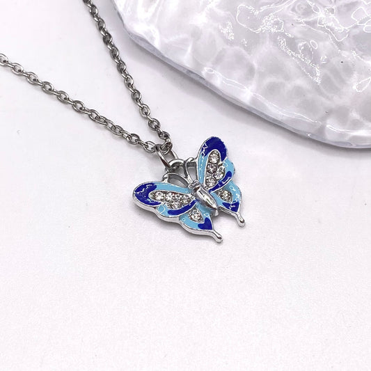 Blue Butterfly Necklace