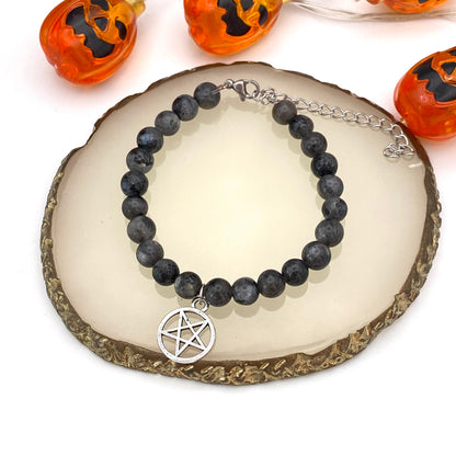 Round Grey Pentagram Crystal Bracelet