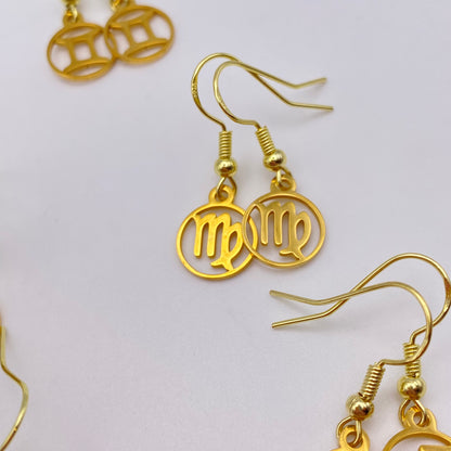 Gold Hollow Star Sign Earrings