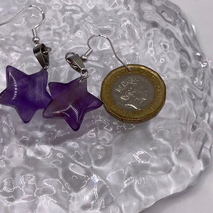 Amethyst Star Pendant Earrings