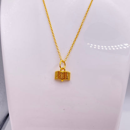 Gold Small Book Necklace