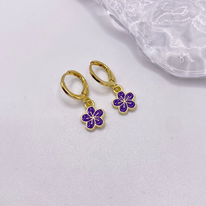 Small Violet Huggie Hoop Earrings