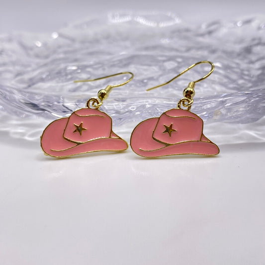 Pink Cowboy Hat Earrings