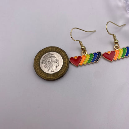 Rainbow Hearts Line Earrings