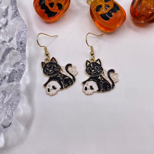 Skull Cat Earrings