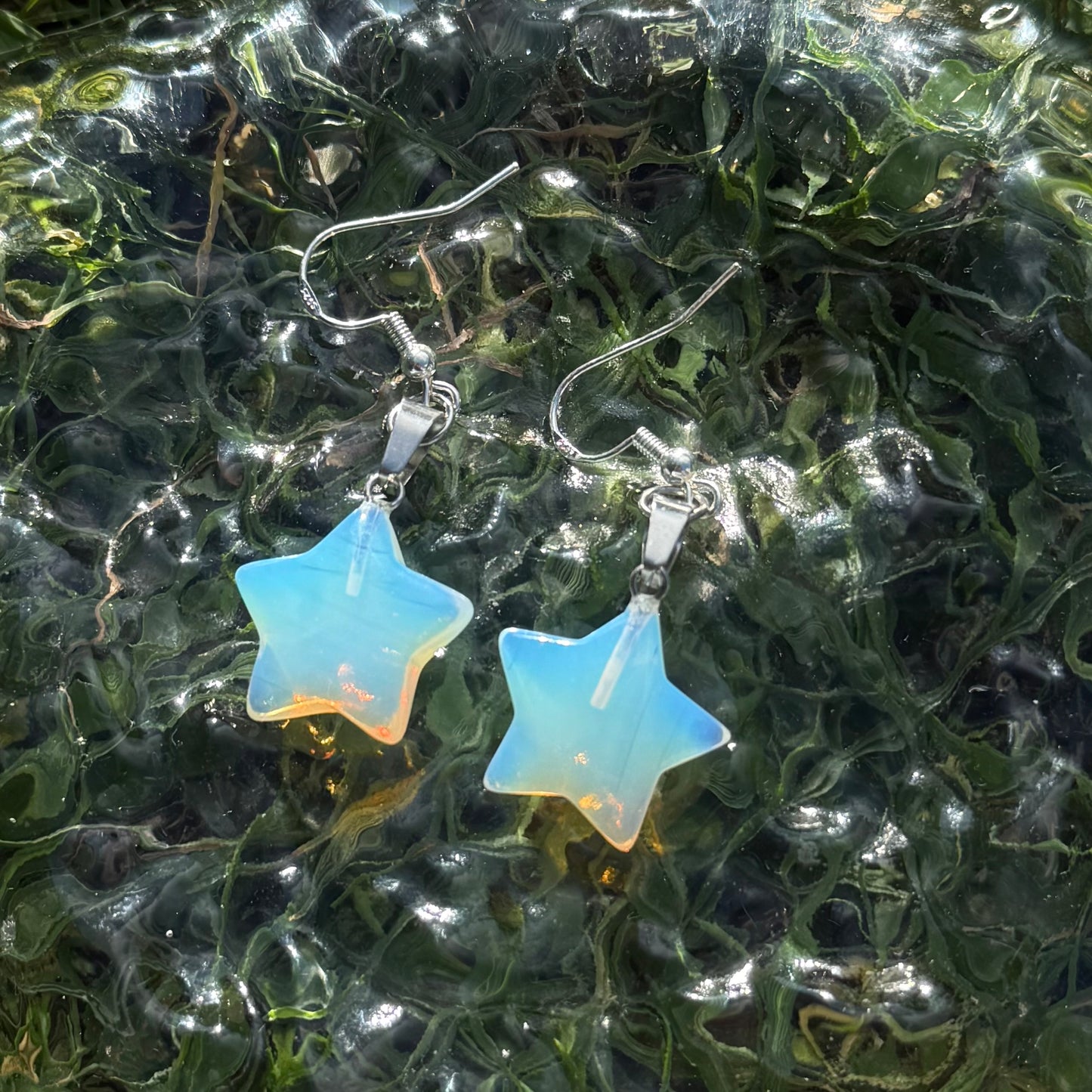 Opal Star Pendant Earrings
