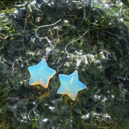 Opal Star Pendant Earrings