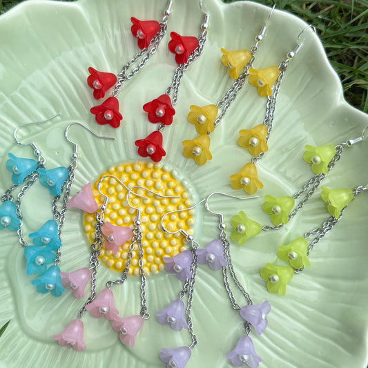 Triple Flower Drop Earrings