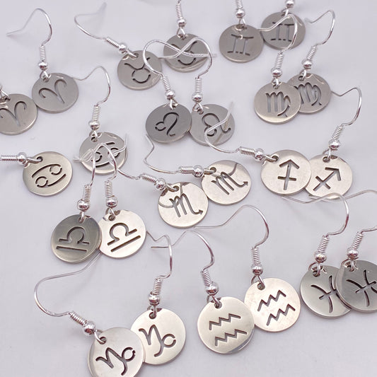 Silver Solid Star Sign Earrings