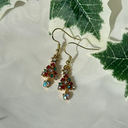 Gold Christmas Tree Earrings
