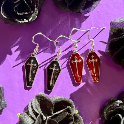 Cross Coffin Earrings