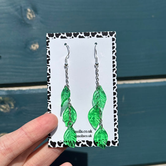 Dangly Triple Leaf Earrings