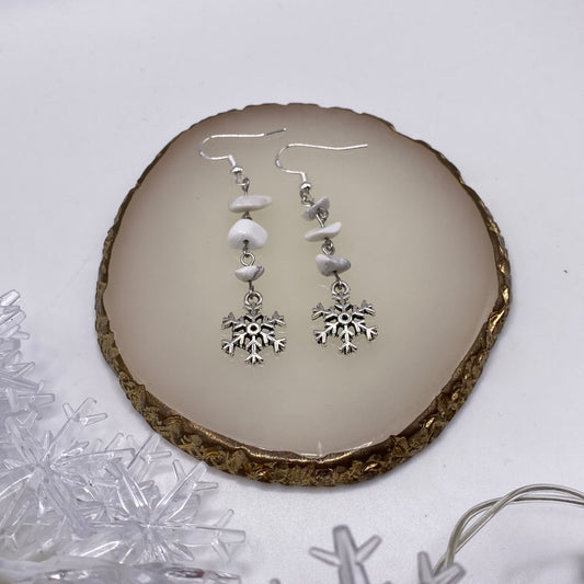Dangly Snowflake Crystal Earrings