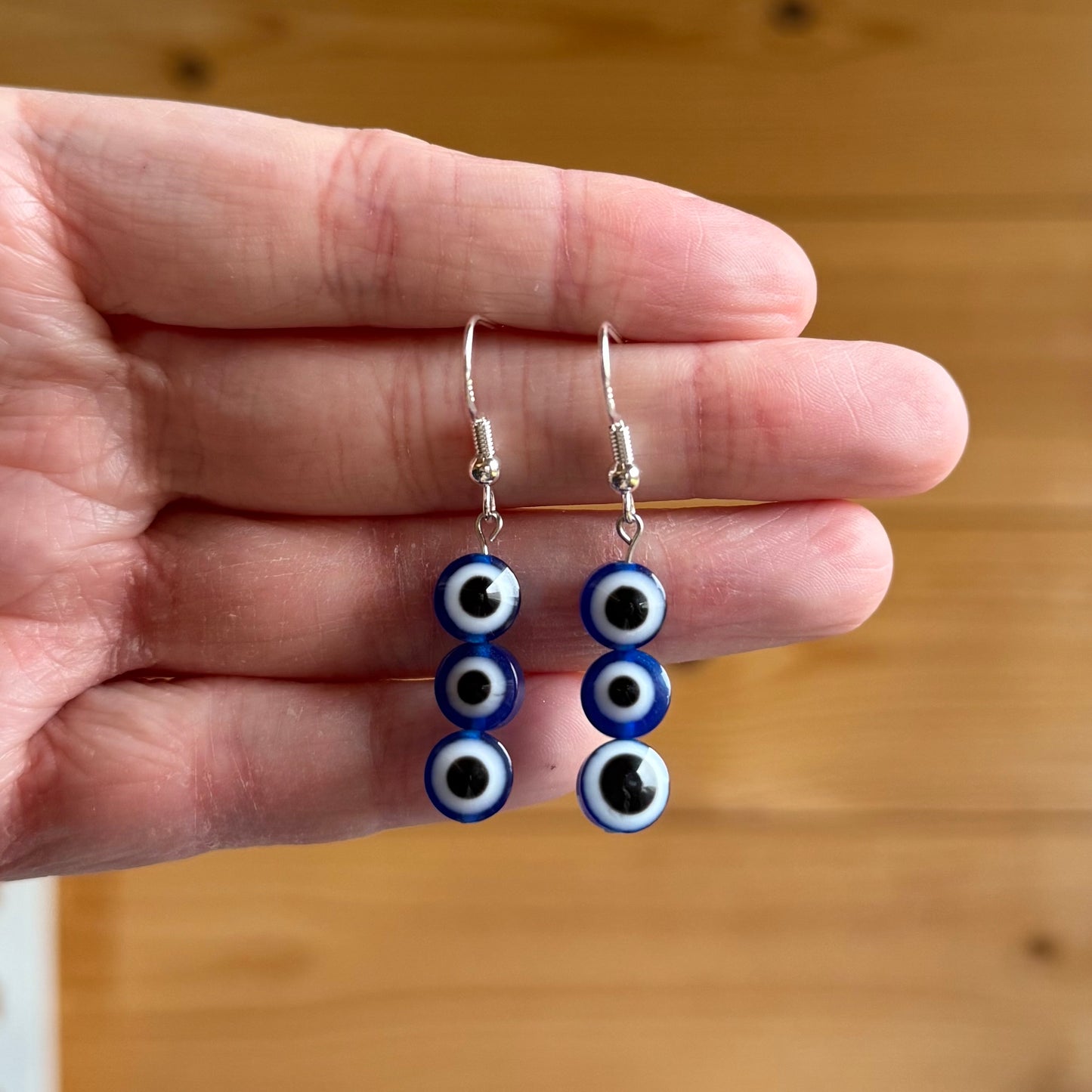 Dark Blue Evil Eye Earrings