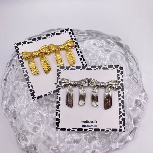 Bow Ribbon Stud Earrings