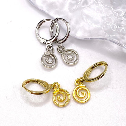Small Rebirth Symbol Swirl Huggie Hoop Earrings