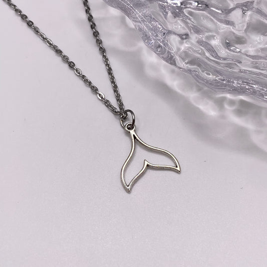 Whale Tail Fin Outline Necklace