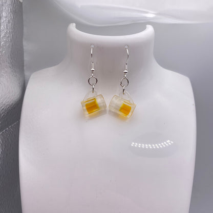 Yellow Pint Beer Glass Earrings