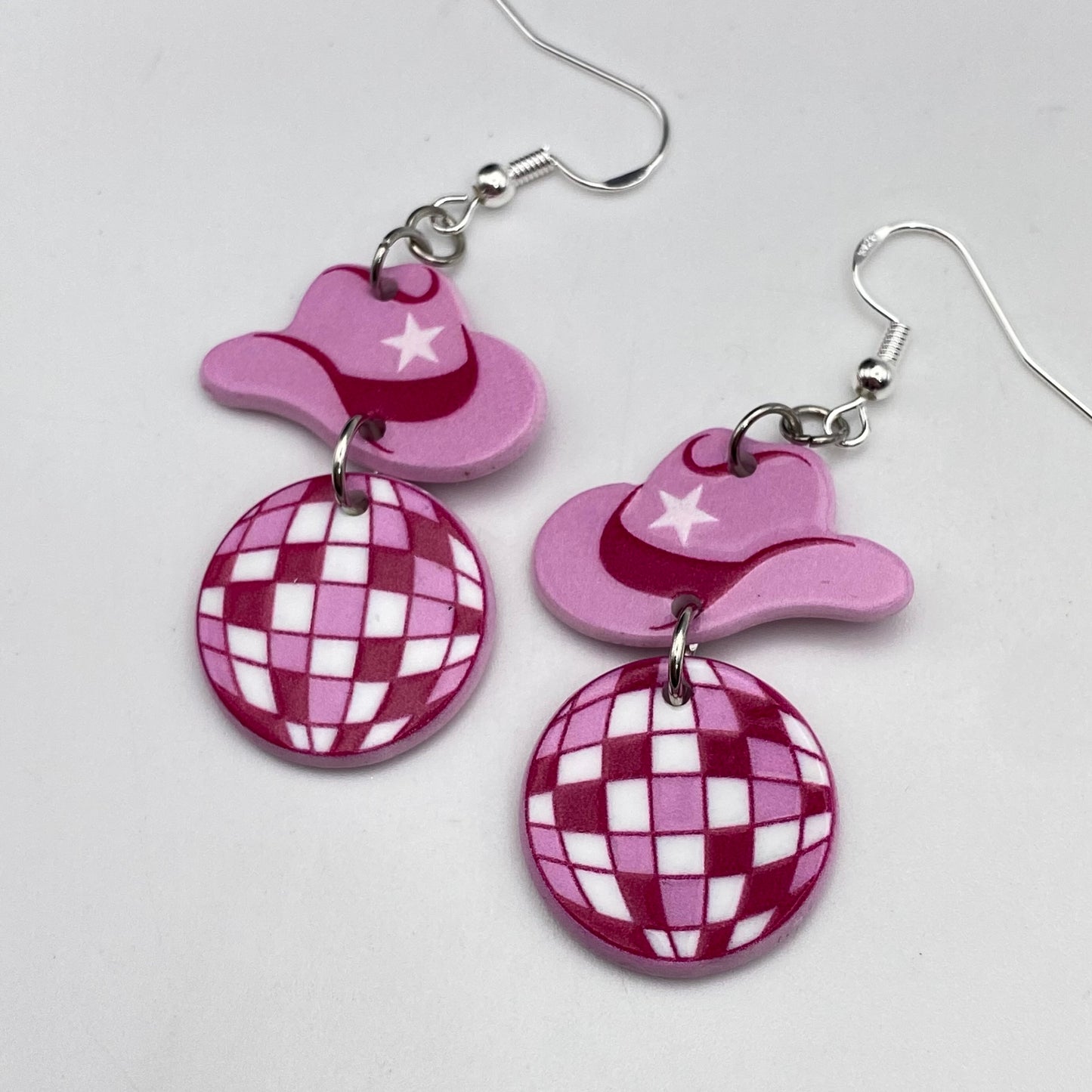 Dangly Pink Cowboy Earrings