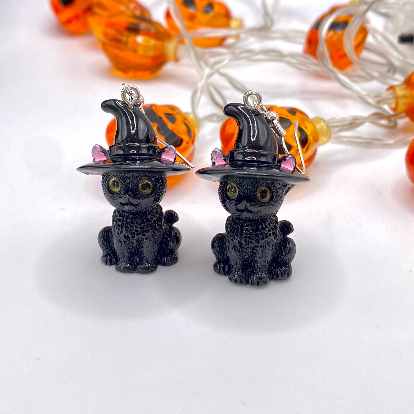 3D Witch Cat Costume Earrings
