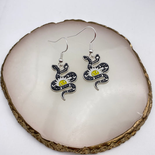 Black Double Snakes Earrings