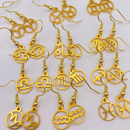 Gold Hollow Star Sign Earrings