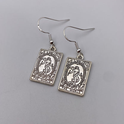 Silver Image Tarot Card Earrings