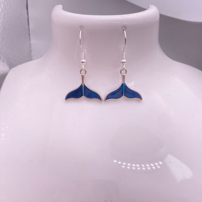 Blue Whale Tail Fin Earrings