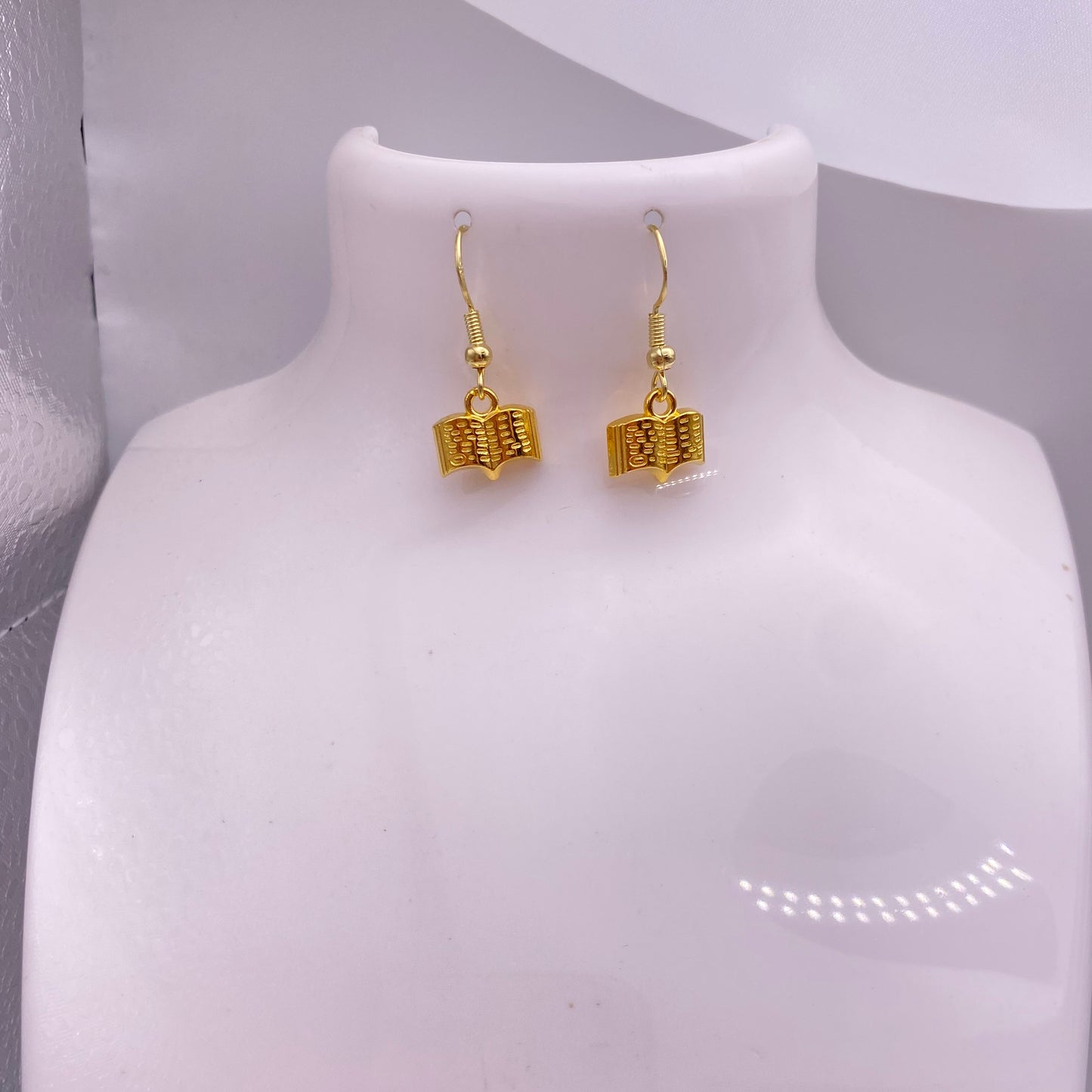 Gold Small Book Earrings