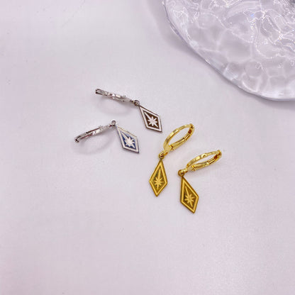Diamond Drop Huggie Hoop Earrings