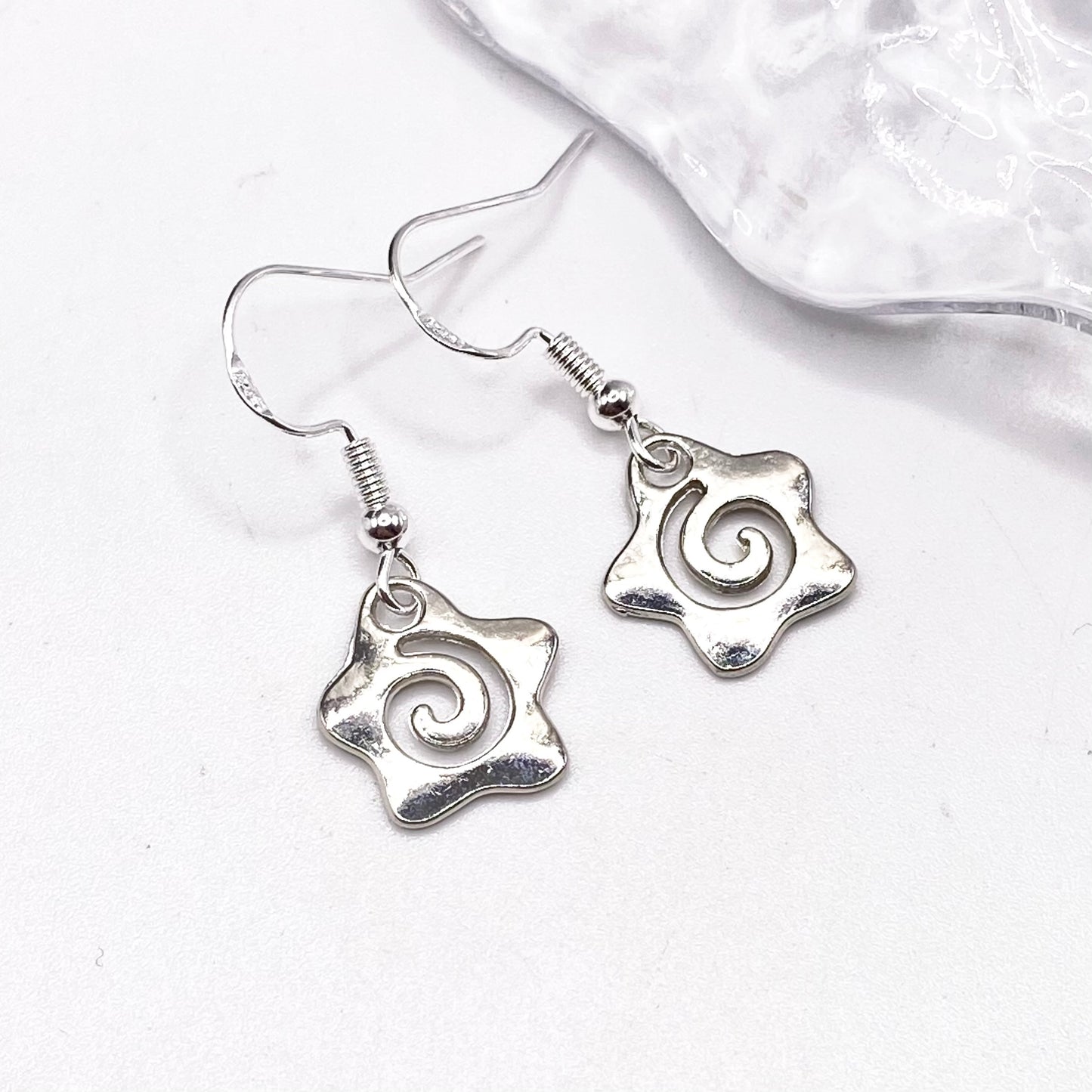 Small Star Rebirth Swirl Symbol Earrings