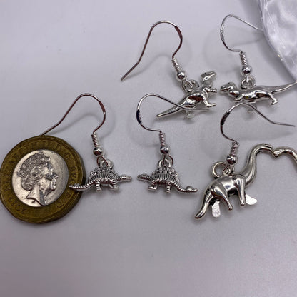 Silver Dinosaur Earrings