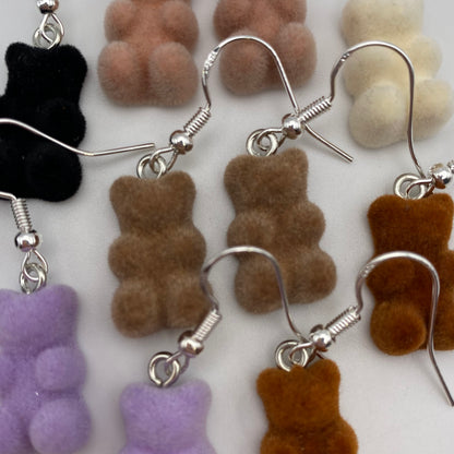 Fuzzy Felt Gummy Bear Earrings