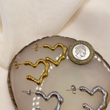 Half Heart Stud Earrings