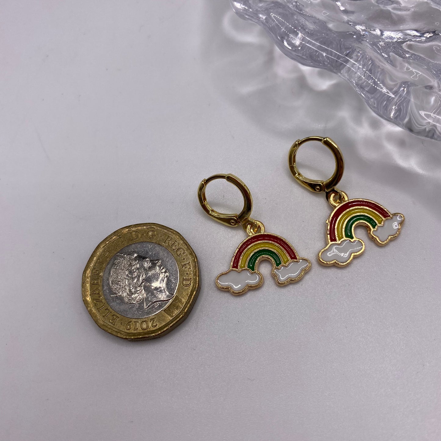 Small Rainbow Huggie Hoop Earrings
