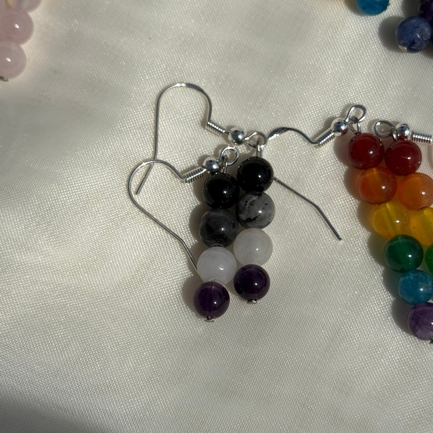 Round Rainbow Crystal Earrings