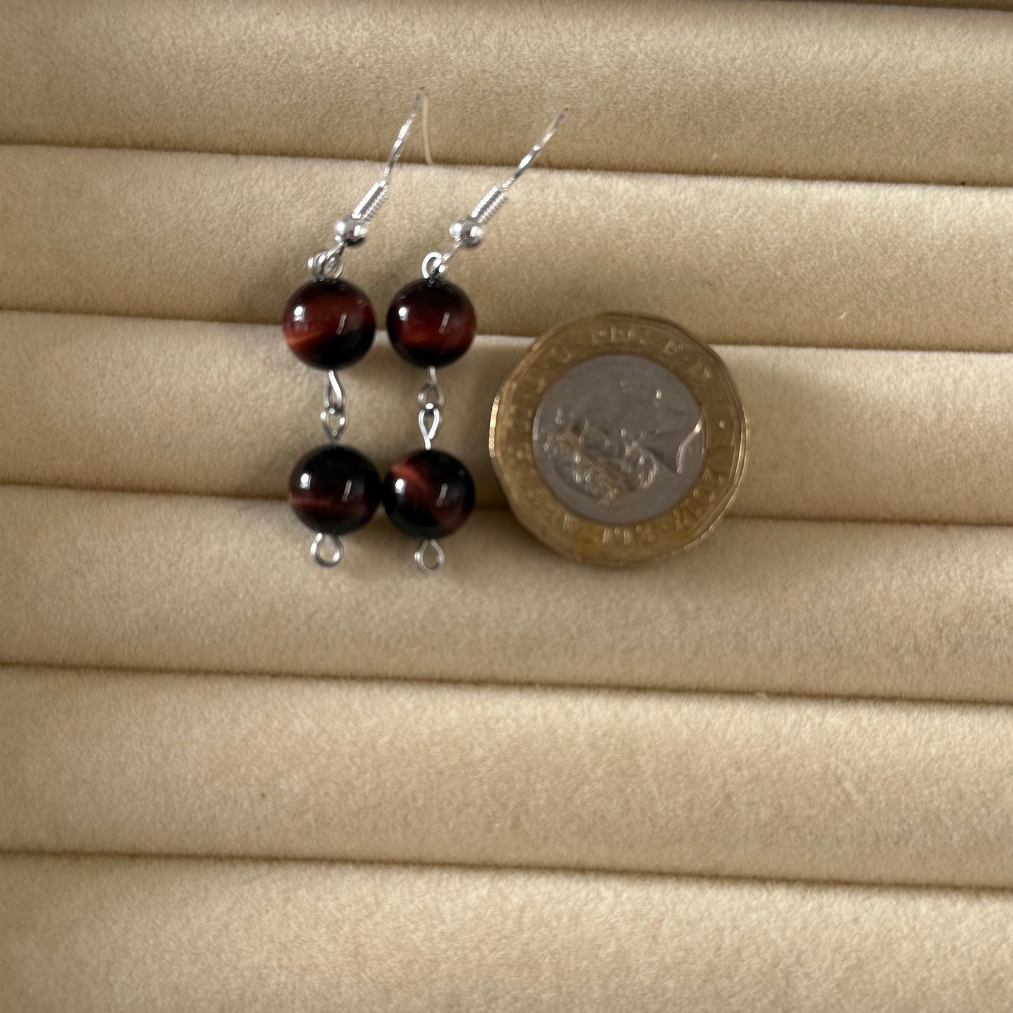 Dark Tigers Eye Drop Earrings