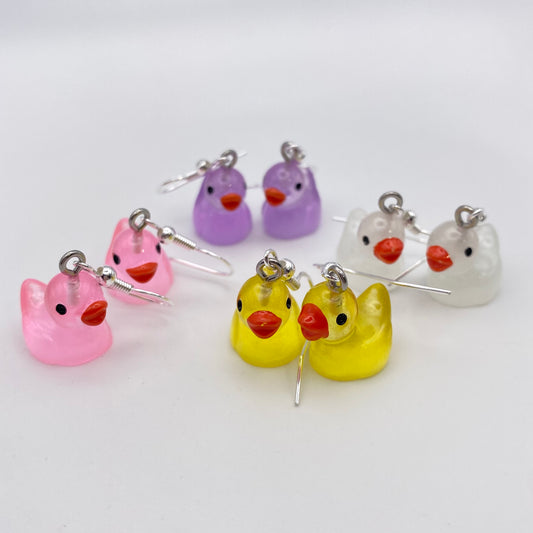 Colourful Clear Duck Earrings