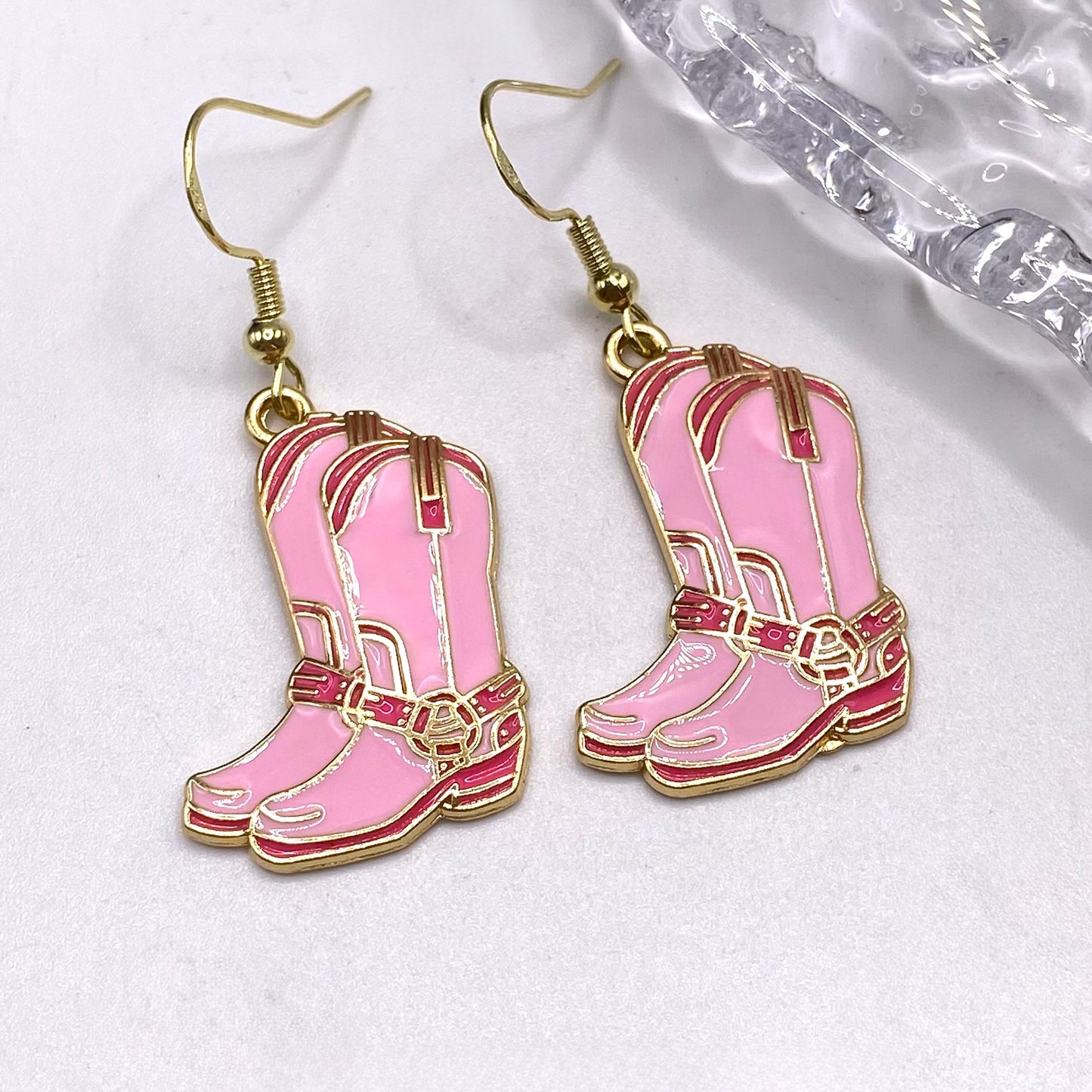 Pink Cowboy Boot Earrings