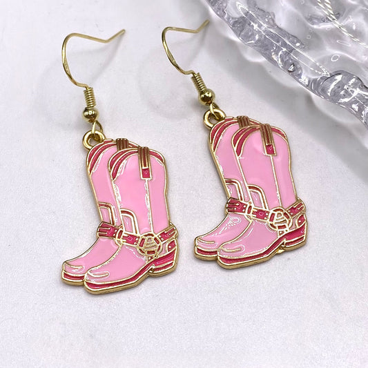 Pink Cowboy Boot Earrings