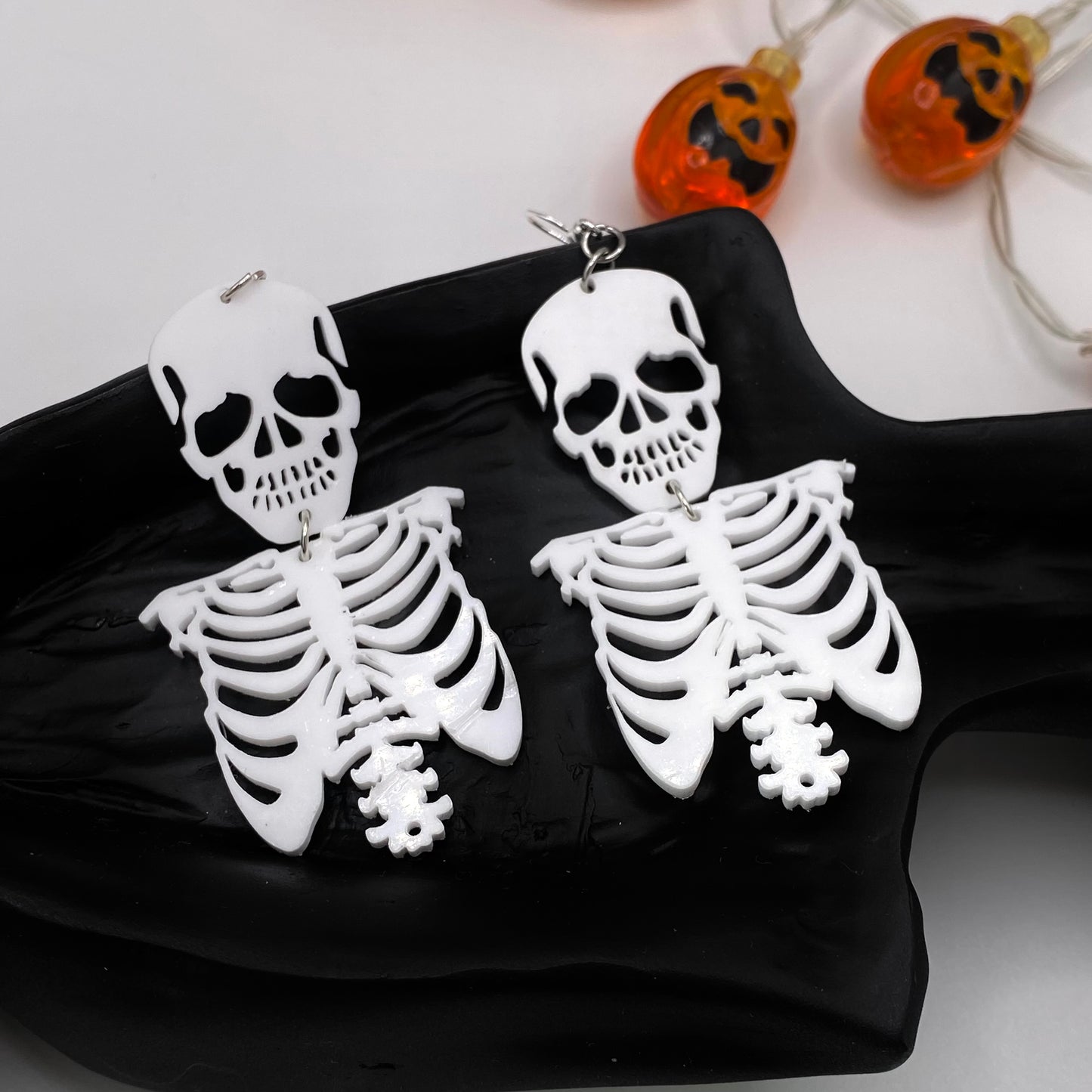 Large White Skeleton Earrings