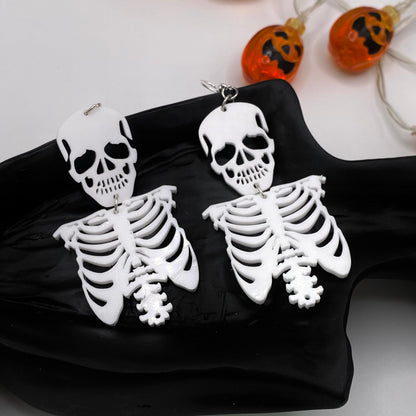 Large White Skeleton Earrings