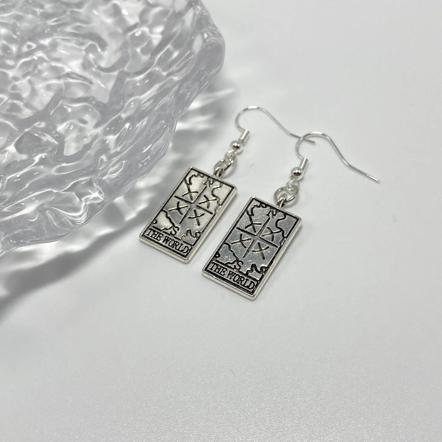 Silver Tarot Card Earrings